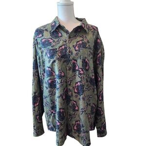 Houston White for Target Mens XL Floral Paisley Button Down Shirt Cotton